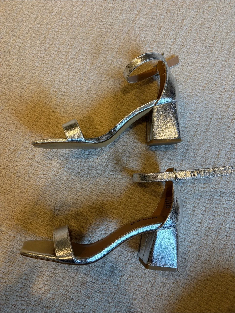 Abound Silver Metallic Ankle-Strap Block Heels